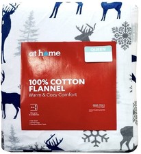 Queen Cotton Flannel Sheet Set Deep Pocket Warm Heavyweight Winter Bedding Deer