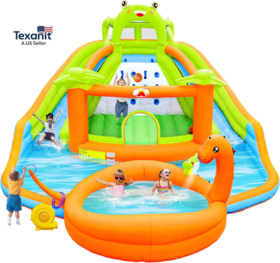 #ad Inflatable Water Double Slides Park with Blower Bouncy Castle with Water Cannon $758.48