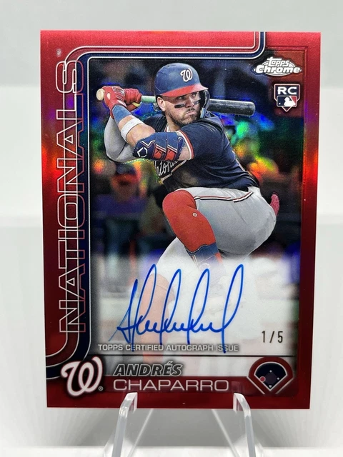 2025 Topps Chrome Andres Chaparro True Red Refractor Auto /5 Rookie Card #RA-AC