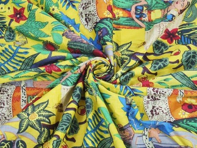Hand Screen Printed 7 Yard 100%Cotton Fabric NO TARRIF CHARGES 100% ZK_332