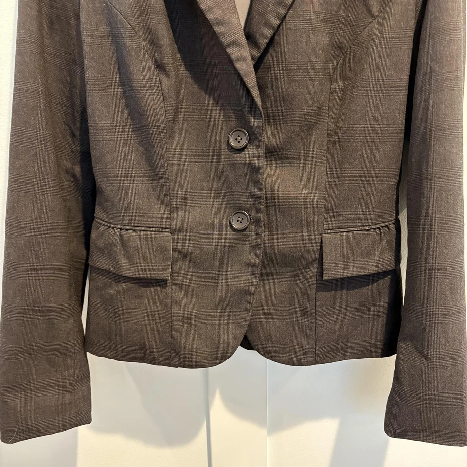 Blazer Banana Republic Feminino 6 Cinza Glen Xadrez Dois Botões Jaqueta de Escritório Carreira - Imagem 4 de 4