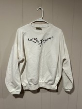 Northern Reflections Women s Sweatshirt Size Large White Floral Embroidery VTG