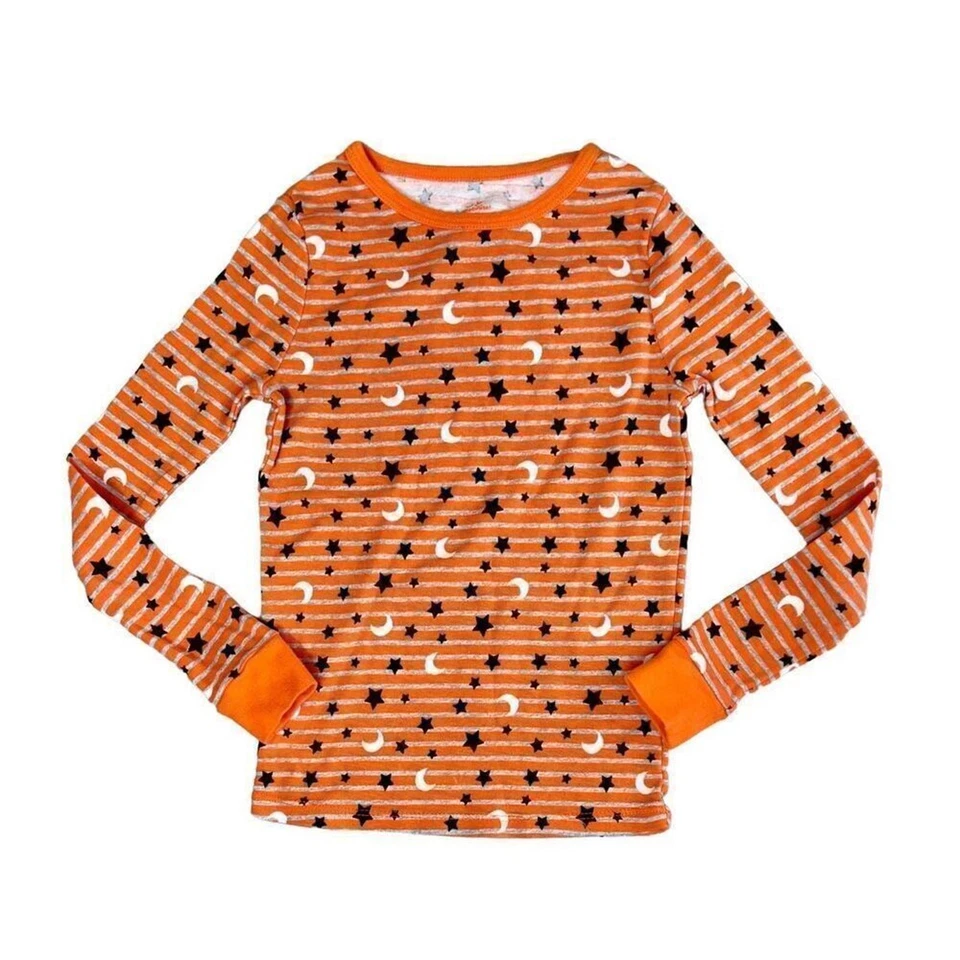 Celebrate Halloween Orange Stripe Moon Stars Sleepwear Pajama Pant Set 7 Spooky - Image 3 of 4