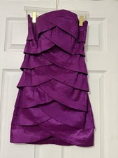 Forever 21 Women Strapless Dress L Purple Ruffle Layered Bodycon
