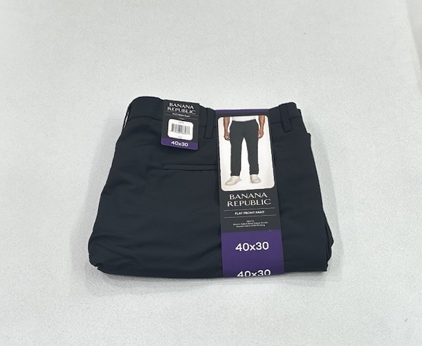 Banana Republic Men's Slim Fit Flat Front Pants, Black, Size 40X30