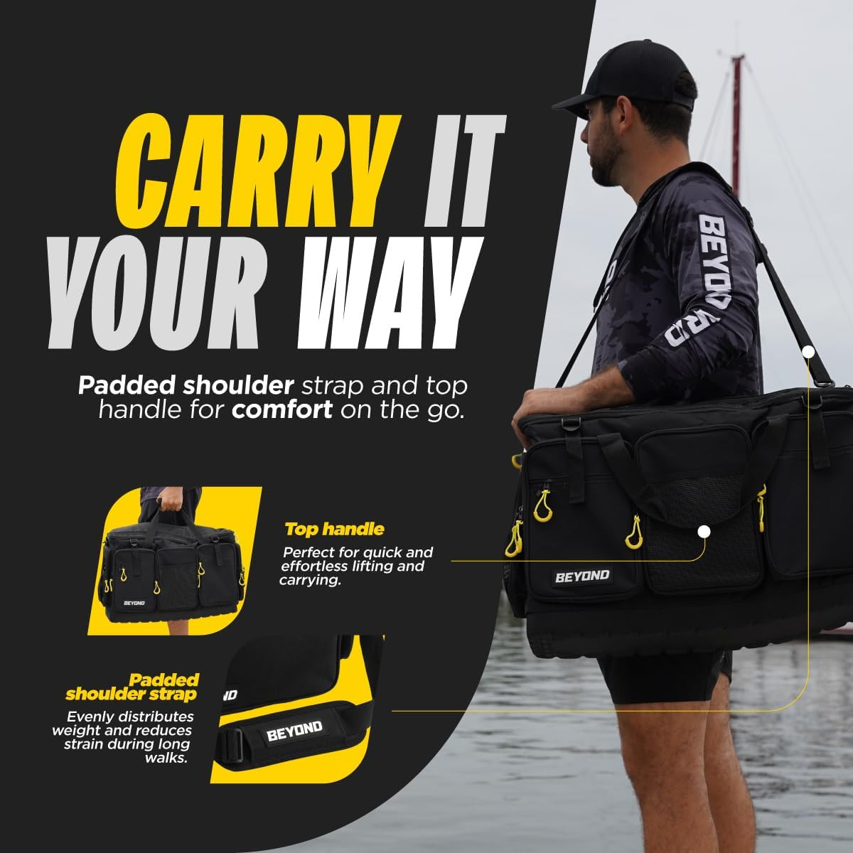Beyond Fishing Hauler Tackle Bags - Water Resistant with Hard Molded Bottom - Pe