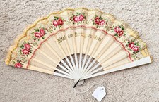 Antique French 1900s Hotel des Etrangers Nice Advertising Paper Hand Fan 203