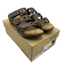 Walking Cradles Women's Tobacco Leather Sandals Triple Strap Support Size 7.5 N