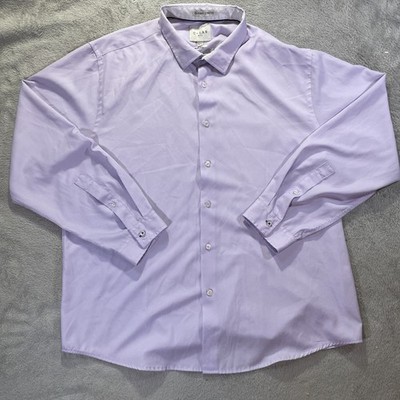 C LAB NYC XXL Button Up Lavender Shirt Slim Fit 4-Way Stretch Diamond Pattern