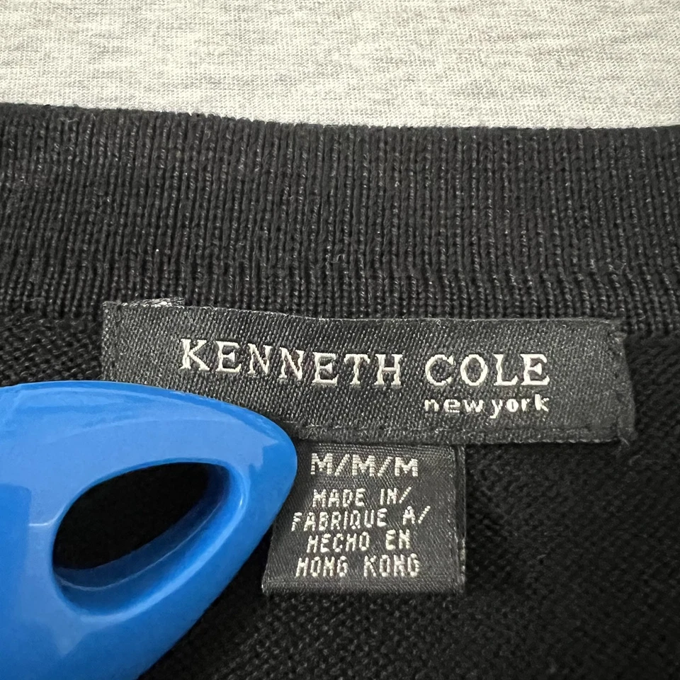 Винтажный Kenneth Cole свитер мужской средний черный коричневый длинным рукавом воротник пуловер - Изображение 2 из 4