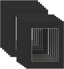 11x14 Black Picture Mats with White Core Bevel Cut Frame Mattes for 8x10 Pict...