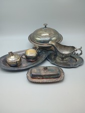 Service plat en argent plat sucrier crémier sauce beurrier