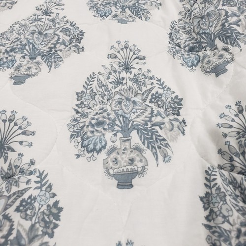 Pottery Barn Comforter Quilt Full Queen 92x90 Blue Shani Floral Toile Reversible - Picture 9 of 11