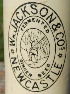 Newcastle Jackson Stone Ginger Beer Bottle Vintage Antique Printed Pictorial