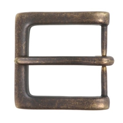 1 1/2'' (38 mm) Nickel Single Prong Square Belt Buckle, Antique Brass