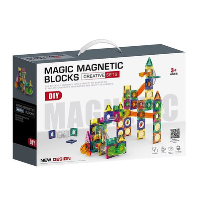 Magnetische Kugelbahn Bausteine 160 Teile Magnet Blocks Murmelbahn DIY Set