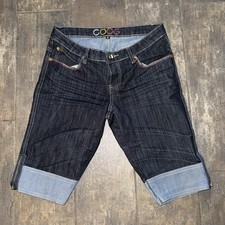 COOGI Australia Women  s Embroidered Spell-Out Denim Blue Jean Shorts Sz 7/8