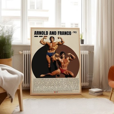 Arnold Schwarzenegger &  Franco Columbu Poster, Bodybuilding, Sports, Gym Decor