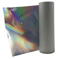 11.8in x 32.8ft DTF Silver Holographic Film Roll, Cold Peel