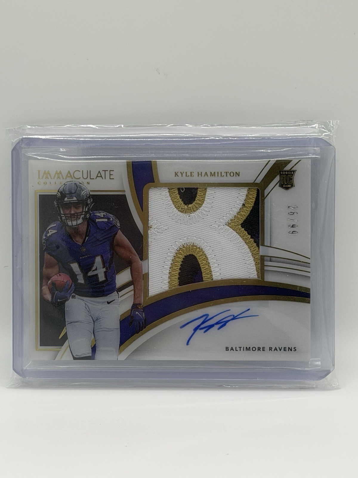 2022 Immaculate Kyle Hamilton Premium Patch Rookie Auto /99 Baltimore Ravens