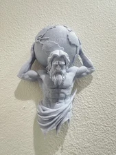 Atlas Wall Sculpture Greek Titan Holding World Mythology Home Decor Statue 9x7x3