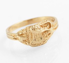 Vintage Solid 9ct Gold Saddle Top Ring Hallmarked 1987 UK Size P