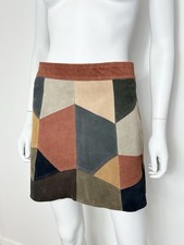 Zara minigonna patchwork in pelle scamosciata S