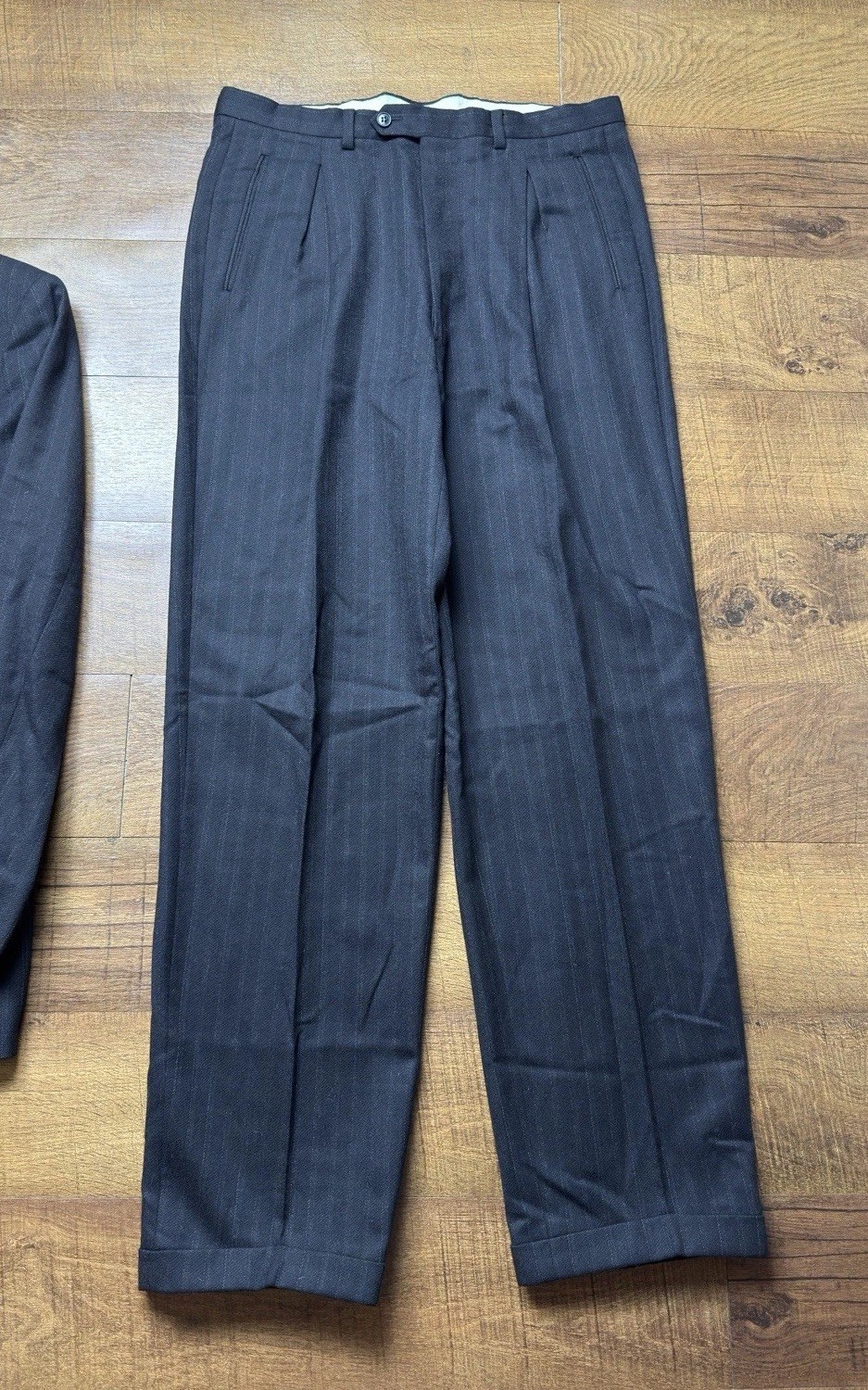 VTG Giorgio Armani Double Breasted Suit 2pc 100percent Wool Gray Mens 40L, 33X33 image 4