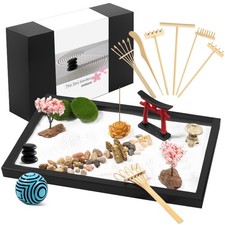 Zen Garden Kit for Desk Decor Japanese Mini Zen Sand Garden with 10 Tools ...