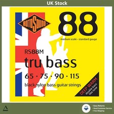 Bass Guitar Strings Black Nylon Flatwound Medium Scale 4-String Set