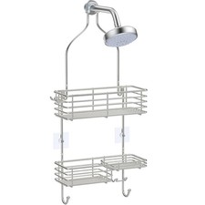 Stainless Steel Shower Caddy Over Head with Soap Dish and Hooks Large Capacity