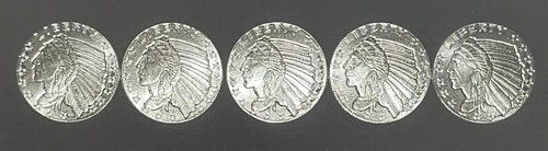 5 - 1/10 oz Golden State Mint Incuse Indian .999 Fine Silver Round