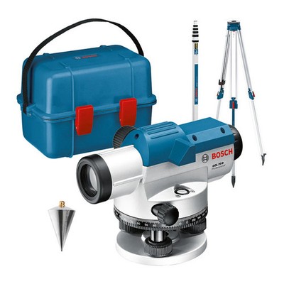 Bosch Optisches Nivelliergerät GOL 20 D mit Baustativ BT160 Messstab GR 500 - 06