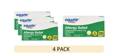 4 PACK Equate Allergy Relief Medicine, Chlorpheniramine Tablets, 100 Count
