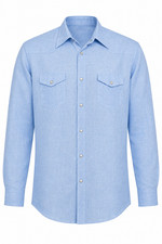 SARTORIO SALE NAPOLI LUXURY SUMMER $495 TOP LINEN BLUE CLASSIC FIT SZ: 45 EU