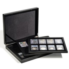 Lighthouse New Black Coin Presentation Display Box 3 Trays Luxury Case 24 Slabs