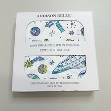 ADDISON BELLE NEW Organic 100 Cotton Fitted Crib Sheet OUTER SPACE