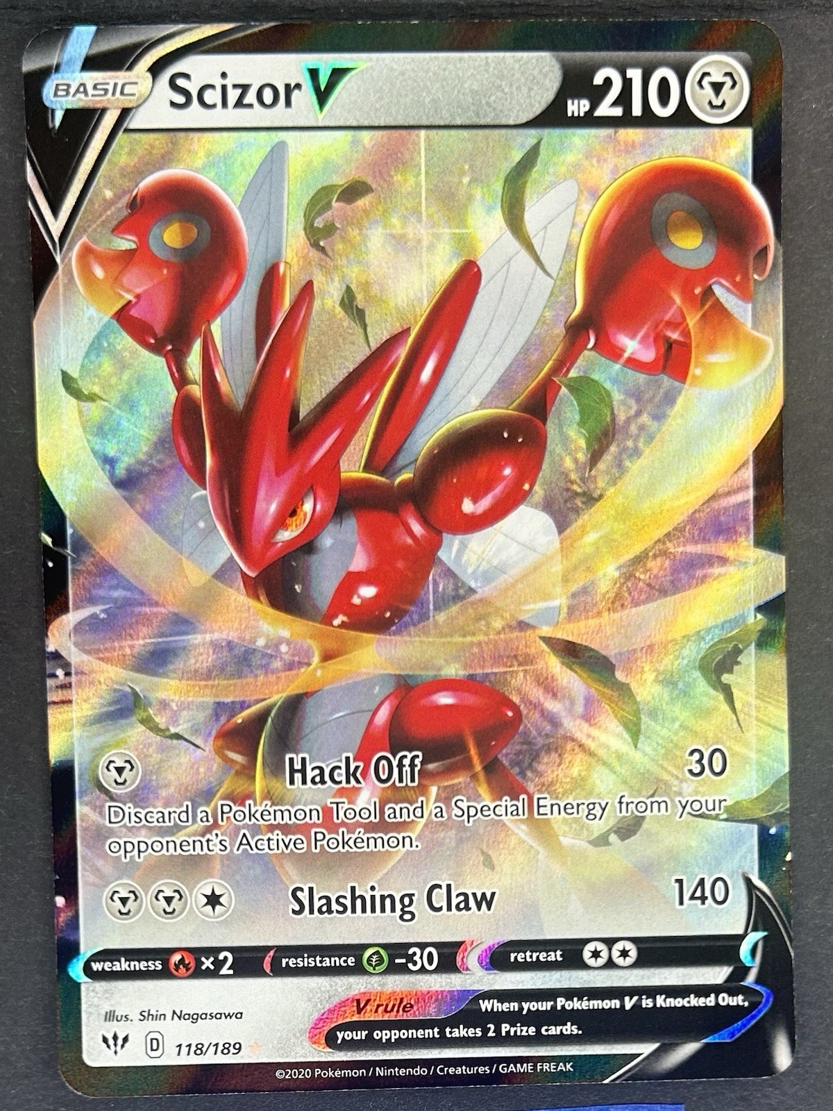 Pokémon Scizor V 118/189 Swsh03: Darkness Ablaze Holo-NM TCG