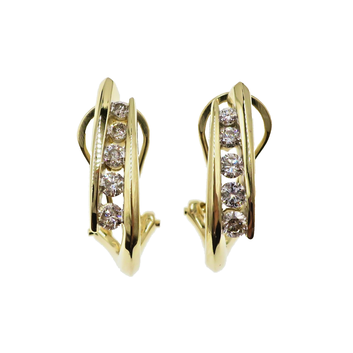 Zales 14k Solid Yellow Gold J Half Hoop 1/3ct Natural Diamond