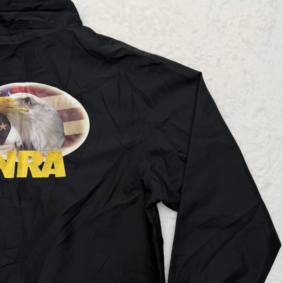 NRA 夹克男式 XL 黑色全拉链风衣网眼衬里鹰旗图案背面 — 第 3/4 张图片