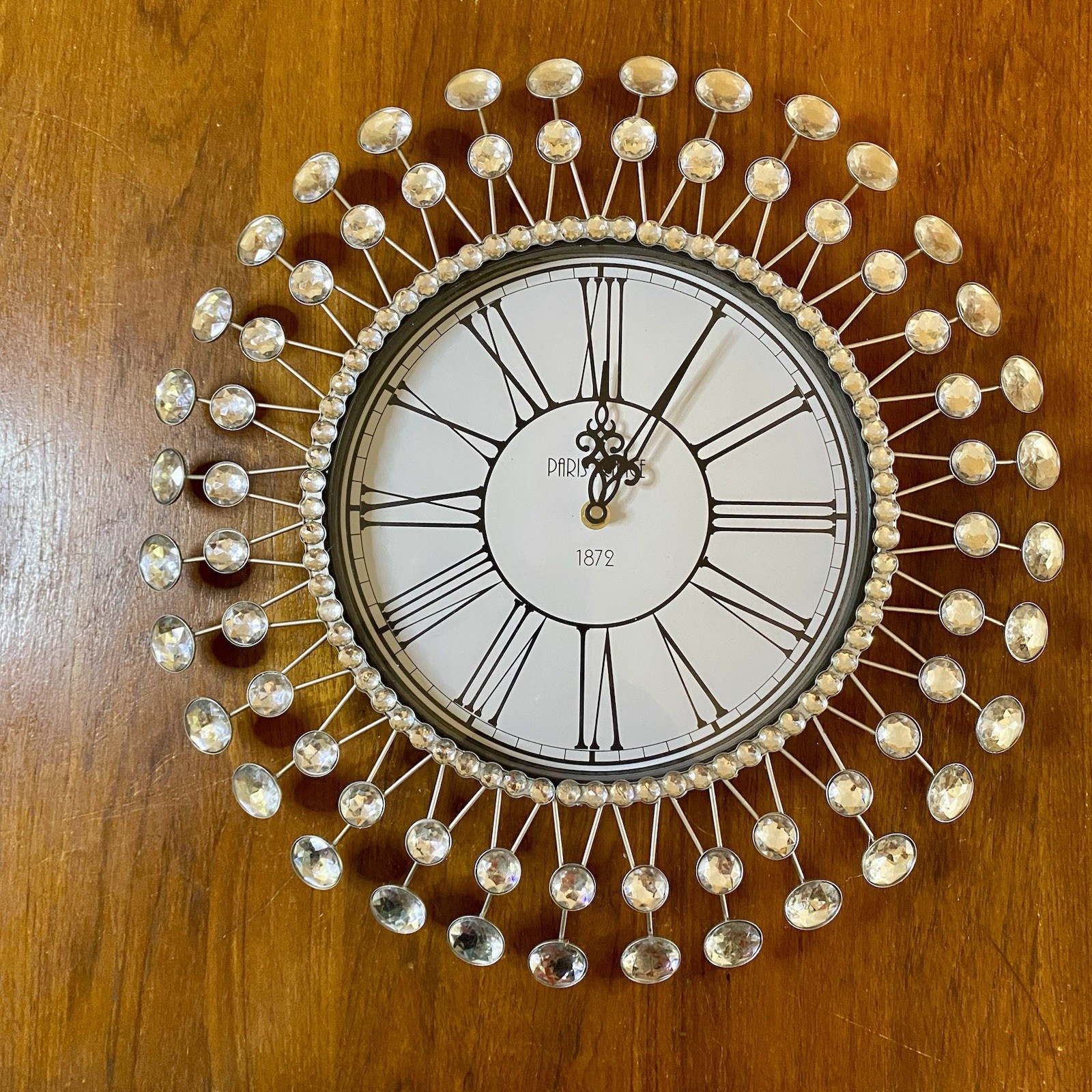 Crystal Sunburst Wall Clock Luxury Diamond Large Modern Wall Clock 16” Clock