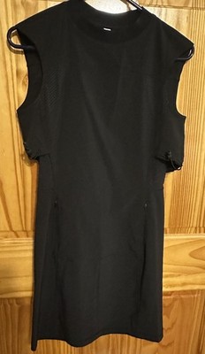 Athleta Black Active Cinch Top Mesh Underlay Sleeveless Dress XS