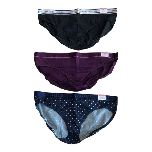 Paquete de 3 pares de bragas calzoncillos de algodón multicolor talla 14/16 Cacique Lane Bryant nuevas con etiquetas