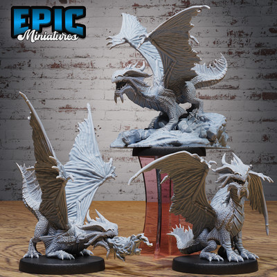 D&D Miniature - Bronze Dragon Wyrmling Set - 3D Model Print DnD Figur 3 Figuren