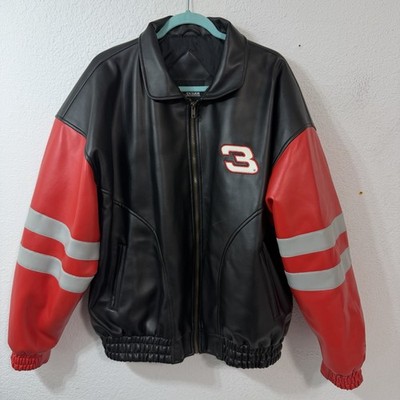 Chase Authentics Dale Earnhardt #3 Jacket Sz L Red Black Faux