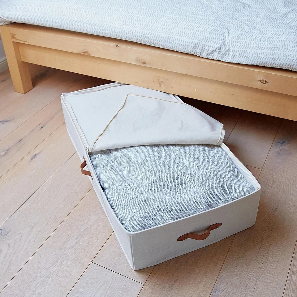 LOVE IT STORE IT Premium Contenitore Sottoletto in Tessuto Lino Cotone Con Cerni - Immagine 2 di 4