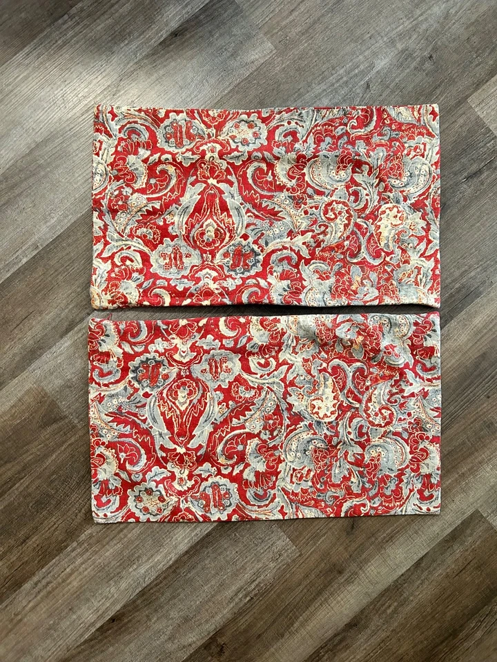 Fundas de almohada lumbar Pottery Barn Julia rojas vintage estampado paisley cremallera lateral 26 pulgadas Foto 3 de 4