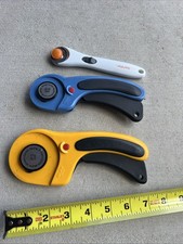 Lot of 3 Rotary Wheel Cutters Olfa 45mm, 60mm, &FISKASFabric Quilting Cloth Tool