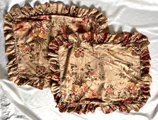 RALPH LAUREN HOME blue label Guinevere cotton sateen lot of 2 ruffled st. shams