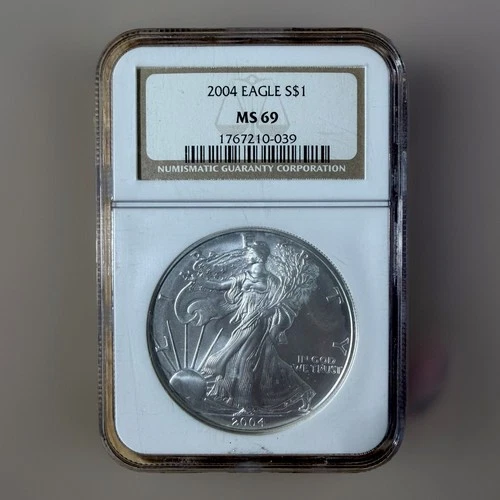 2004 $1 American Silver Eagle NGC MS69 – 1 oz .999 Fine Silver ASE Free Shipping